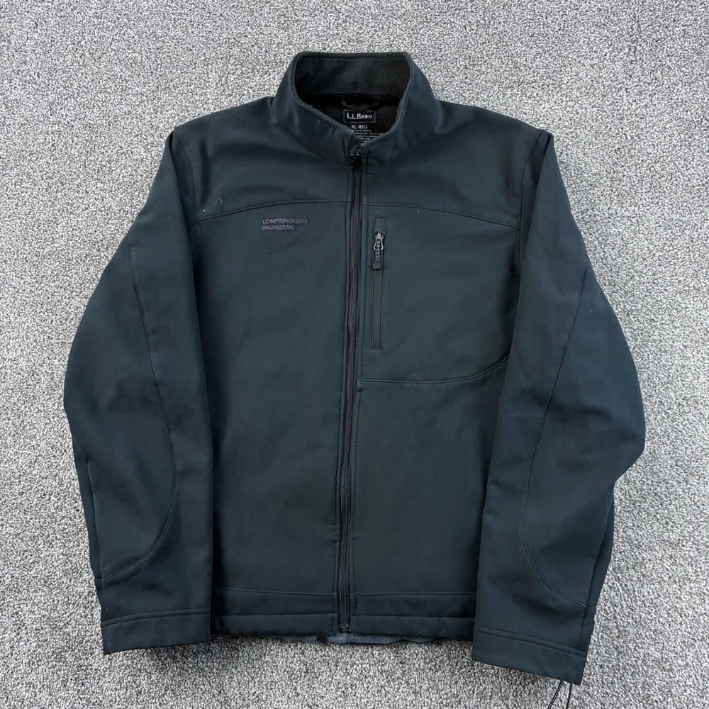 LL Bean Pathfinder Softshell Jacket Mens XL Black Zip Lightweight Windbreaker